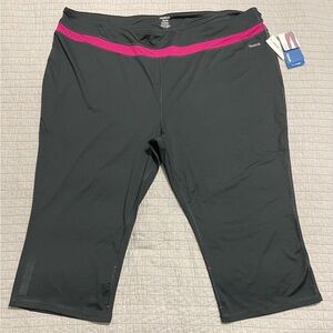 Reebok Black Capri Leggings with Pink Waistband